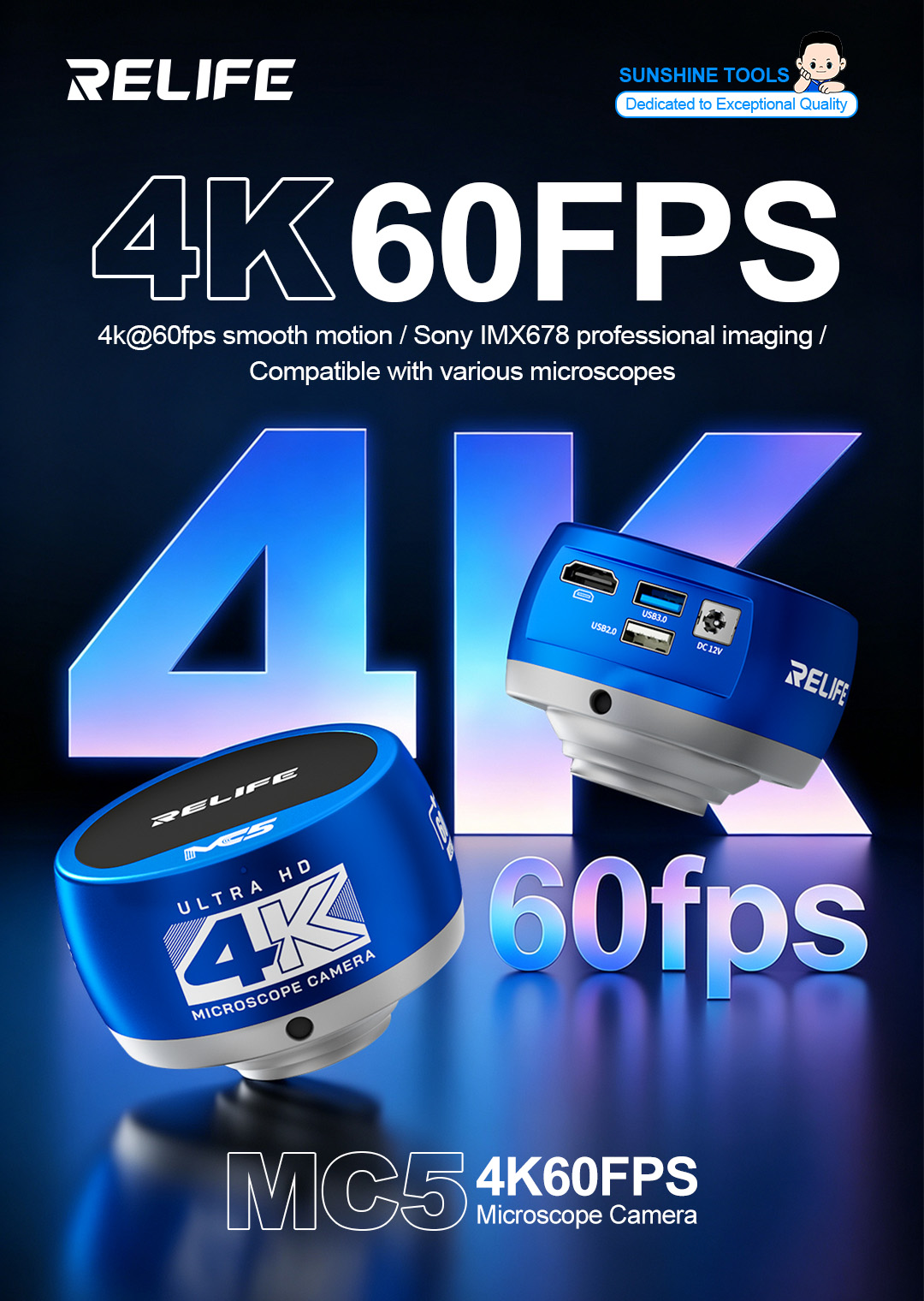 RELIFE MC5 4K 60FPS 顕微鏡カメラ ソニー - 4K Microscope Camera Sony Sensor のレビューと価格
